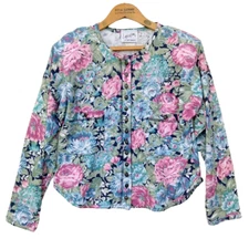 Vintage 90's Floral Top Size M Button Front Whimsygoth Grunge  Fairycore Crop