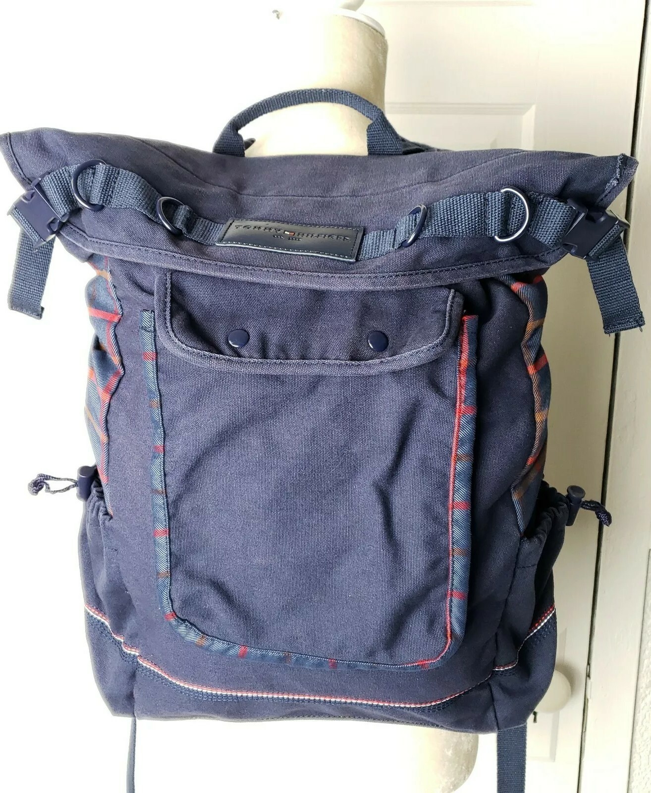 Tommy Hilfiger Basic Backpack Blue Plaid 13x17 Cl… - image 1