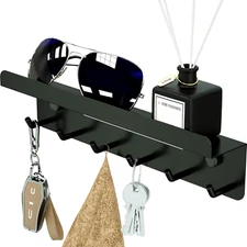 Key Holder, Steel Wall Mount Key Rack with 6 Hooks & Shelf, Lightwei...
