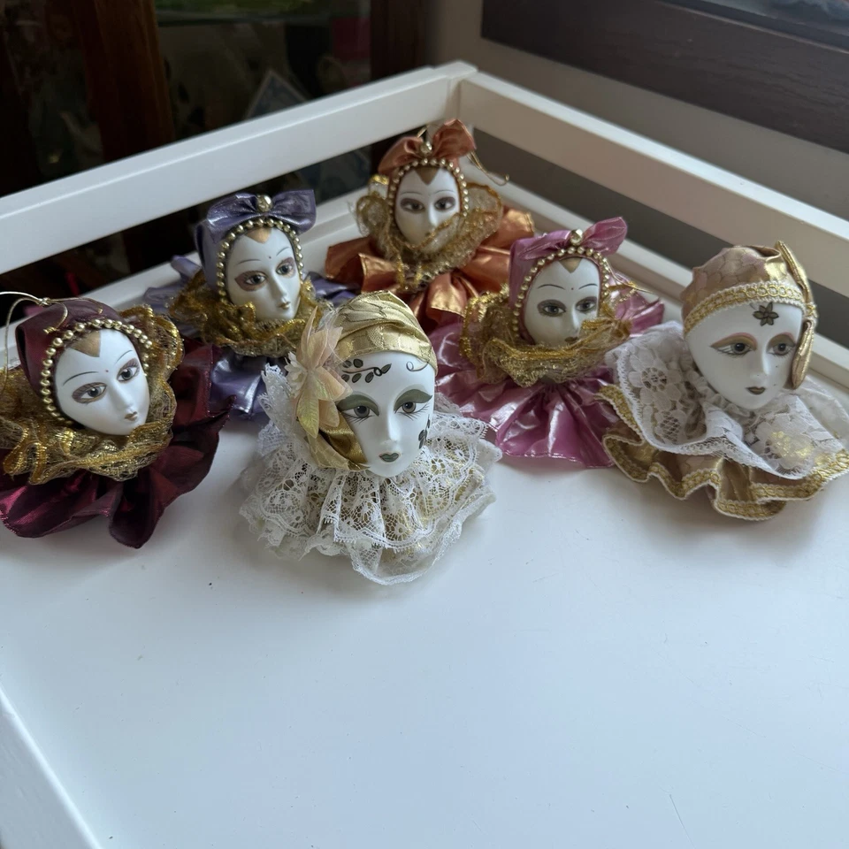 Ceramic Clown Jester Fan Style Ruff Venetian Style Decor Mask Mardi Gras - Image 4 of 4