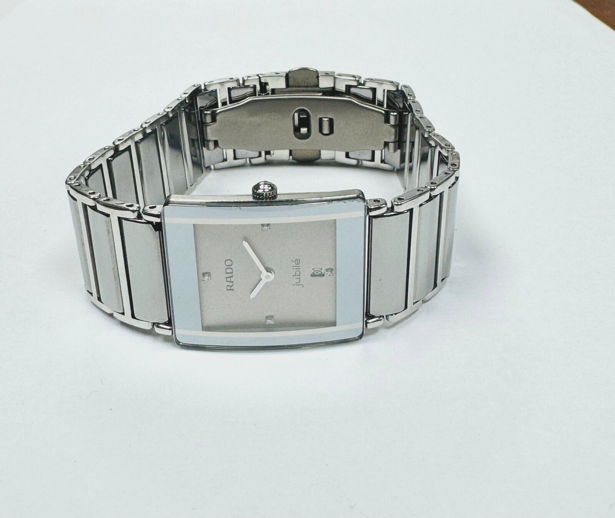 Rado Jubile 24mm Ceramic Silver Band Silver Diamond Dial Date