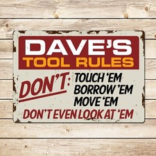 Personalised Tool Rules Workshop Shed Garage Sign, Fathers Day Gift for Dad