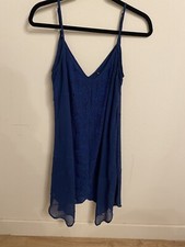 Woman's size s blue lace sundress lined asymmetric knee length