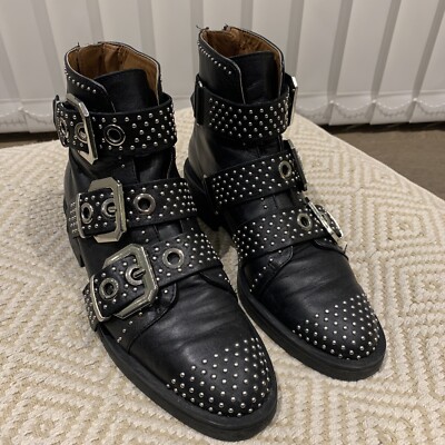 leather biker boots size 5