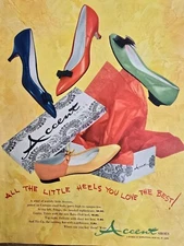 1959 International Shoe Co. colorful women's shoes shoebox vintage ad