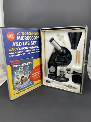 Gilbert Microscope And Lab Set In Metal Box 13072 Vintage Tested