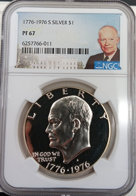 1776 -1976 S NGC PF67 Proof Silver Eisenhower Bicentennial Dollar