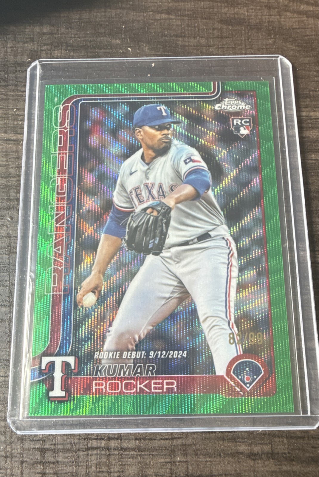 2025 Topps Chrome - Kumar Rocker #73 Green Wave Refractor /99 (RC)