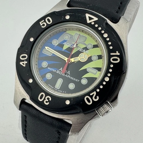 VTG Alba Aqua Gear Quartz Watch Unisex 200m Diver Screwdown Crown New Battery