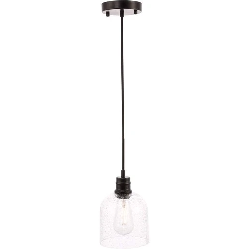 Living District Gabe 1-Light Metal Pendant in Black and Clear Seeded Glass - Picture 5 of 9