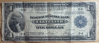 1918 $1 Cleveland OH National Currency Large Note Blue Seal