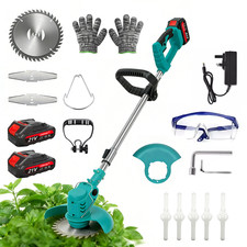 21V Cordless Strimmer Grass Trimmer Tree Cutter Garden Edger Electric 2 Battery