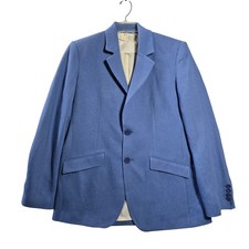 Zara Womens Linen Blend Blue Tailored Blazer Career Office Jacket Size M Medium