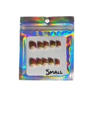 3D Square Press-On Nails Multicolor Animal Cartoon Pre-Designed Full set Sz Sm