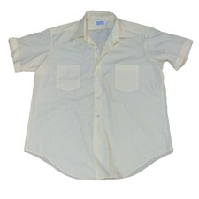 VTG 1970s Sears Short Sleeve Perma-Prest Yellow Cuffed Double Pocket Disco Shirt