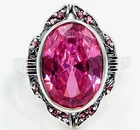 8CT Heat Treated Pink Topaz 925 Solid Sterling Silver Art Deco Ring Sz 7 F6-3