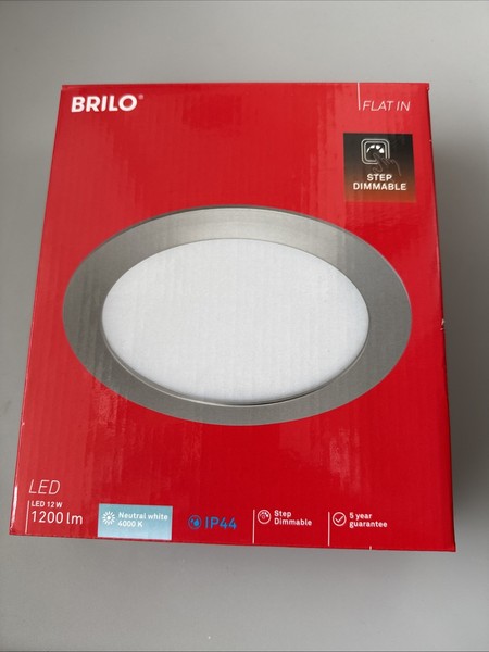 Briloner Led Einbaustrahler Panel Nickel 12W 4000K 1200Lm Stufen Dimmbar Ø170Mm-image
