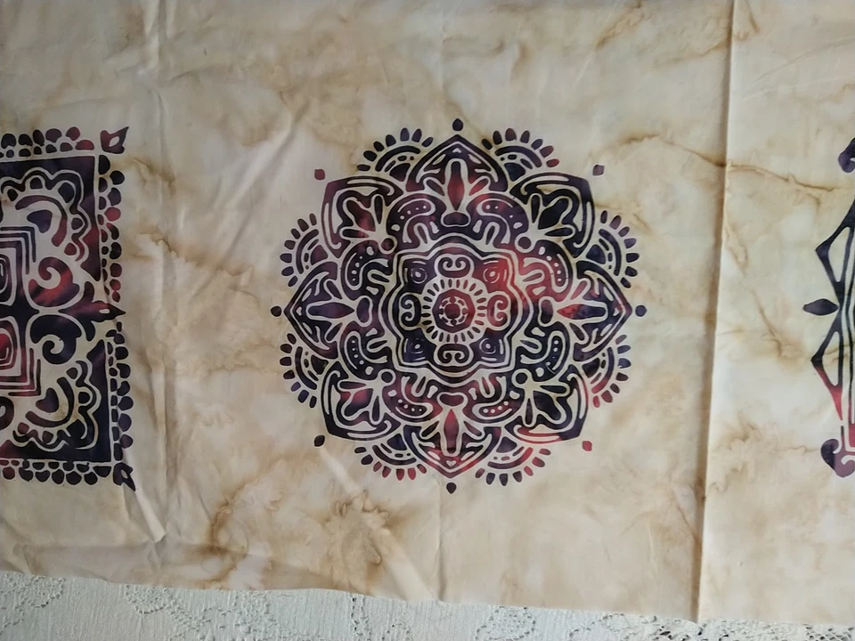 Ethnic Medallion Tile Batik Fabric by Hoffman,100% cotton, M2744-24 12" x 44 - Image 3 of 4