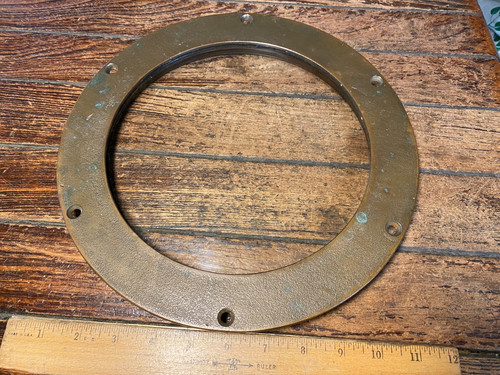 Vintage Bronze Fixed Port 11" OD Flange, 8" Glass, Nice Patina