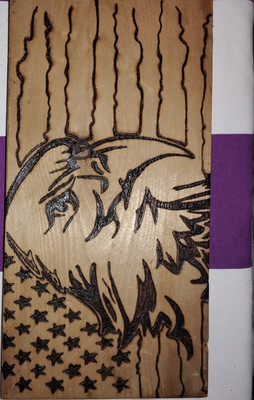 Rustic Wood Bald Eagle American Flag Print Rectangular Horizontal Plaque