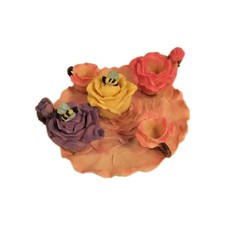 Vintage Popular Imports Miniature Rose Garden Mini Tea Set Tray Figurine 1996...