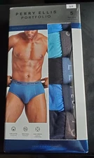 New Small Perry Ellis Portfolio Mens 5-Pack Cotton Stretch Briefs Assorted Color