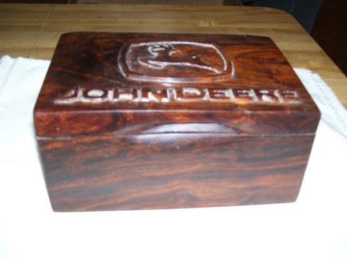 Solid Wood John Deere Carved Jewelry Collector Box Nice Quality
