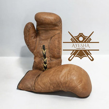 Boxe in pelle marrone antico 14 oz | Guanti da allenamento stringati vintage fatti a mano