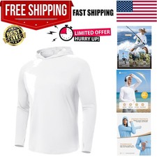 Men's UPF 50 Sun Protection Hooded Rash Guard Long Sleeve Shirt for Fishing
