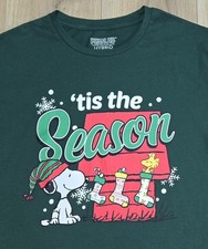 Peanuts "Tis The Season" T-Shirt Mens Sz Large T-Shirt, Christmas, Forest Green