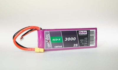 Hacker Motor TopFuel LiPo Akku 20C ECO-X 3000mAh 2S MTAG XT60 - 93000231