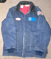 Chevron Gas Station Attendant Jacket L DISTRESSED Walls Blizzard Pruf Insulated