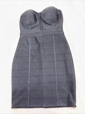 Black Cocktail Dress Stretch Black Strapless Med Fitted Party Club Formal Prom