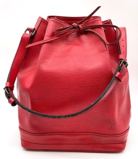 Auth Louis Vuitton Epi Noé Castilian Red Drawstring Shoulder Bag M44007 NS080488
