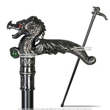 36" Gemstone Dragon Gentleman's Walking Stick w/Metal Cane and Rubber Tip