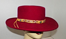WOMAN'S SCALA COLLECTION WOOL HAT WITH LEATHER NATIVE BAND SZ M USA MADE