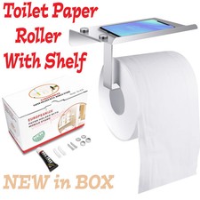 Toilet Paper Holder with Mobile Phone Storage Shelf Holders Wall Mounted Rack