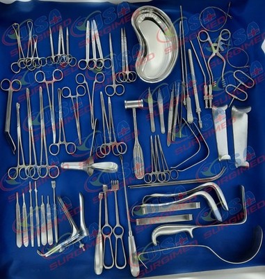Basic Major General Set 70 Pcs With kidney Tray Surgical Instruments Tray