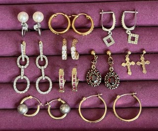 10k & 14K Gold Jewelry Earrings Lot 23.6g Some Stones NOT SCRAP 10 Pairs
