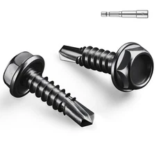 8 x 1/2 Inch Self Drilling Screws, (110pcs) 0.5 lbs Black Self Tapping
