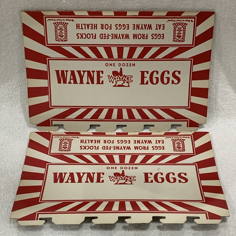 Eleven NOS Wayne Eggs Egg Carton Flat Advertising, from Wayne Feeds , Not Folded