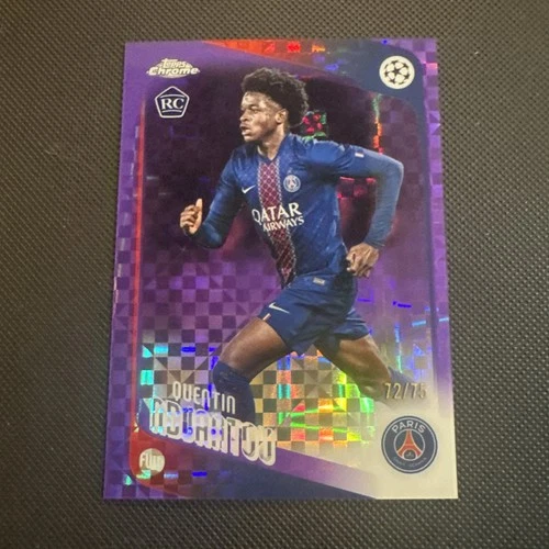 2026 Topps Chrome UEFA Champions League Quentin Ndjantou Purple /75 RC PSG #166
