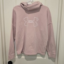 Under Armour Women's Rival Fleece Big Logo Hoodie Pink Medium Loose Fit