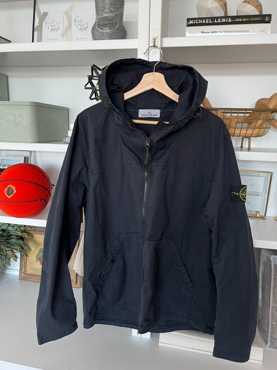 Garment Dyed Mens Black Stone Island Hoodie Stone Island Compass