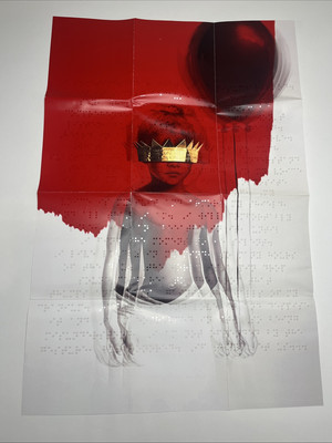Original Rihanna Anti Deluxe Album Foldout Poster Insert Braille