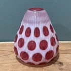 Fenton Cranberry Coin Dot Opalescent Glass Ruffled Vase