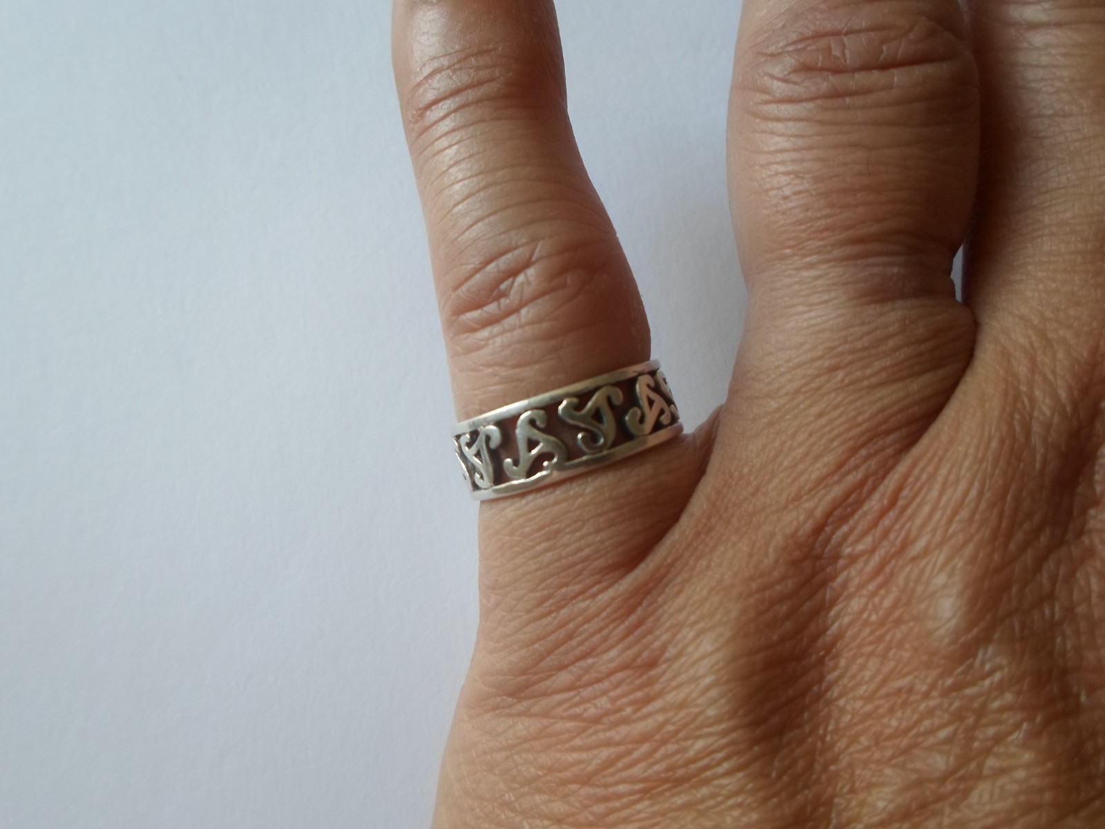 solid silver ring, openwork ring, letter A, size … - image 5