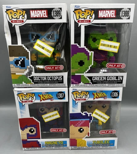 Lot Of 4 Funko Pop! 8-Bit Marvel Green Goblin, Jubilee, Magneto, Doctor Octopus