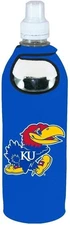 Kansas Jayhawks 1/2 Liter Water Bottle Neoprene Beverage Insulator Holder...