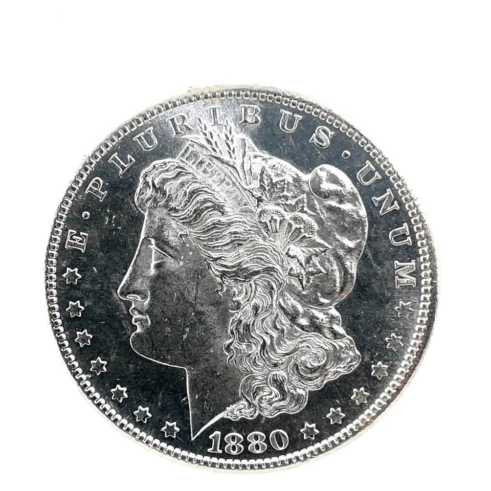 1880 s PL Proof-Like Morgan Dollar GEM BU. 90% Silver $1 U.S Coin # 2345 - Image 3 of 4